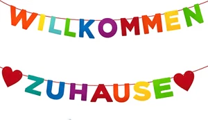 Willkommen Zuhause, Herzlich Willkommen Girlande, Willkommen Schild Home Deko, W - Bild 1 von 6