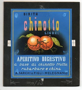 ORIGINAL HANDBEMALTE SKIZZE GETRÄNK CHINOTTO LIGURIEN SARCHI MELEGNANO - Bild 1 von 1