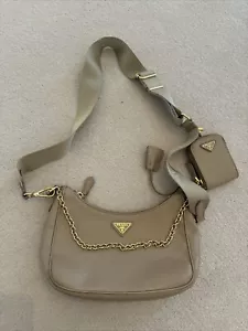 Prada Re-edition 2005 Saffiano Leather Bag in Cameo Beige - 100% Authentic - Picture 1 of 12