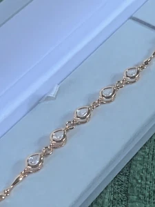 Gold Bracelet With Pear Cut Sim Diamonds 18kGF Gift Boxed 7.5" CRUISE RRP £59 - Picture 1 of 5