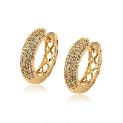 Top Qualität! Luxus  Ohrringe Creolen  Zirkonia 18K vergoldet Gelbgold 22 x 5 mm - Bild 1 von 4