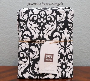 NEU Pottery Barn Teen DAMAST komplettes Lakenset SCHWARZ WEISS Schlafsaal Chic College - Bild 1 von 1