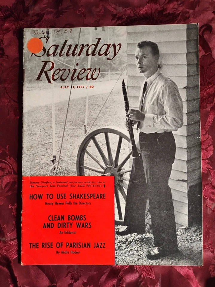Saturday Review July 13 1957 JIMMY GIUFFRE ANDRE HODEIR Argus Tresidder - Image 1 of 1