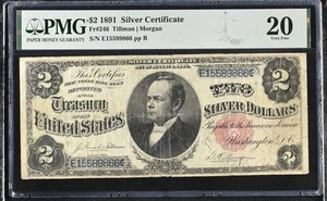 1891 $2 Silver Certificate Fr. 246 PMG VF 20, Scarce Note! - Picture 1 of 2