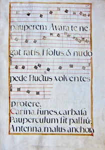 ca.1600 medieval antiphonary manuscript leaf,produced in Spain. - Picture 1 of 2