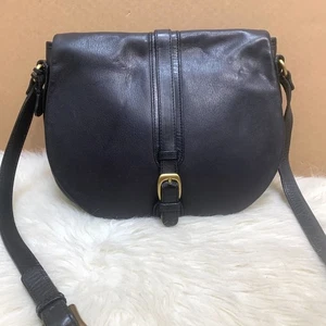 Bolso BALLY Early Vintage Grande Cuero Negro Solapa Mensajero XBody Sillín Hecho en EE. UU. - Imagen 1 de 22
