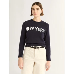 MONTAGGIO GRATUITO donna blu scuro NUOVO York 100% cotone girocollo manica lunga XS - Foto 1 di 10
