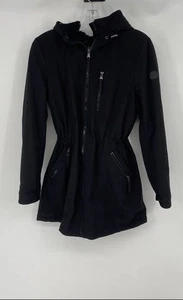 Calvin Klein Womens Black Long Sleeve Hooded Full-Zip Rain Coat Size M - Picture 1 of 6