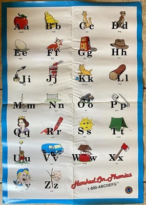 ENORME Póster Educativo Lectura Fonética Lectura Alfabeto Vintage Original Años 90 Enganchado Foto 1 de 4