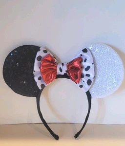 Diadema de lentejuelas Cruella de Ville de villanos de Disney orejas 101 DALMATIONS - Imagen 1 de 2