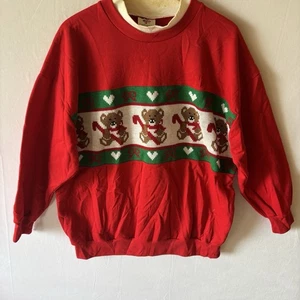 NUEVO CON ETIQUETAS Sudadera Vintage Cascanueces Oso de Peluche Navidad Roja Para Mujer’s XL - Imagen 1 de 4