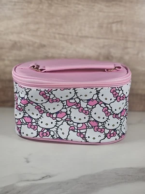 Hello Kitty Pink Cosmetic Case – Sanrio Travel Makeup Bag with Zipper & Charm - Image 1 of 4