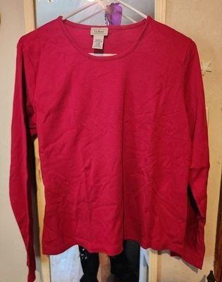 LL Bean длинным рукавом футболка L Supima хлопок повседневный опрятный  - Изображение 1 из 3