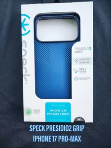 FOR APPLE IPHONE 17 PRO MAX SPECK PRESIDO2 GRIP BLUE CASE NEW/W-TEMPERED GLASS - Picture 1 of 7