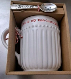 Clearance! Mudpie Christmas Mug "Bah Hum Mug"! With Spoon And Free Pkt Of Cocoa! - Picture 1 of 4