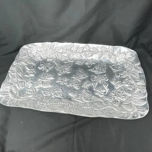 GOLAN INDUSTRIAS Handmade in Mexico Hammered Aluminum Tray Large Butterflies Vtg - Picture 1 of 7