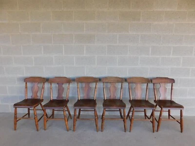 Sillas inferiores antiguas de tablón - Juego de 6 Foto 1 de 4