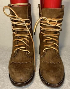 Justin Brown Western Roper Lace Up Womens Ankle Boots Size 6.5 C Style L0575 - Picture 1 of 13