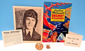 CAPTAIN MIDNIGHT 1942 SECRET SQUADRON BOOK, FLYING CROSS, DECODER BADGE & MORE - Picture 1 of 19