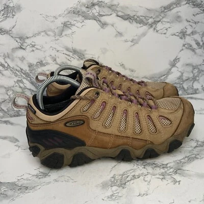 Oboz женщин 10 Sawtooth низкий туризм обуви коричневый кожаный сетки шнурует вверх открытый тропа - Изображение 1 из 4