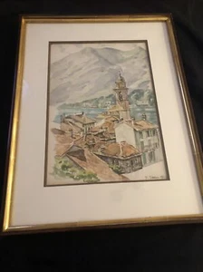 Seltenes wunderschönes Original Aquarell PIERRE STURM Colmar Comer See Italien 1952 - Bild 1 von 9