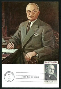USA, SCOTT # 1499, FDC COVER MAXICARD OF PRESIDENT HARRY S. TRUMAN YEAR 1973 - Picture 1 of 2