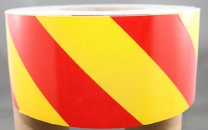 3M Yellow/Red Class 2 (3200 Series) Reflective Tape 75mm x 15m Left - Picture 1 of 3