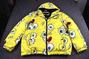 Members Only x Nickelodeon SpongeBob Puffer Jacket Yellow Full Zip Mens XL NWOT - Picture 1 of 5