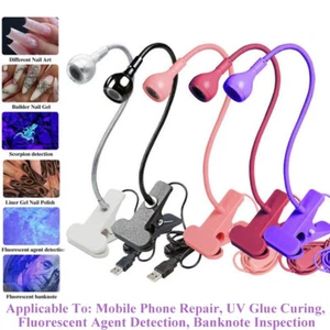 Mini luces LED ultravioletas USB con clip flexible UV belleza uñas lámparas de curado - Imagen 1 de 14