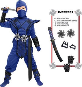 Conjunto de traje de disfraz de ninja dragón azul Syncfuns para Halloween - Imagen 1 de 7
