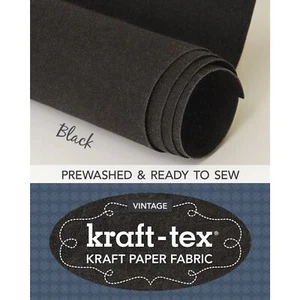 Kraft-tex Roll Vintage, Fabric Paper Vegan Leather NIP - Black 18.5˝ x 29.5˝ - Picture 1 of 3