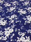 Hobby Lobby Blue White Rose Fabric Floral Cotton Quilt Over 1 Y Calico F48