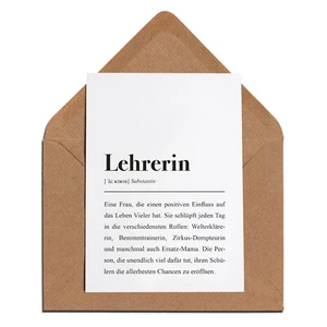 Lehrerin Karte mit Umschlag -Klassenlehrerin Abschiedsgeschenk Dankeschön Schule - Bild 1 von 4