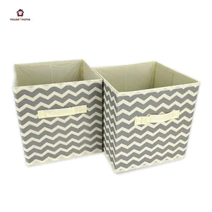 2x Non-woven Canvas Storage Folding Box Fabric Cube Cloth Basket Organiser Toys - Picture 1 of 7