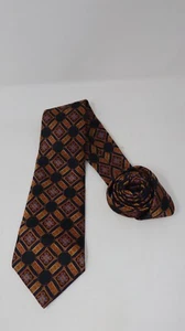 Lanvin Paris Mens Tie 100% Silk Necktie FRANCE Designer Geometric Red/Black EUC - Picture 1 of 4