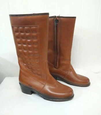 Botas de Colección Jeweltone Originales WM 6 Acolchadas Imitación Cuero Coñac Punta Redonda Cremallera Foto 1 de 4
