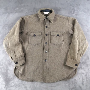 VTG Woolrich Shirt Jacket Men's L Brown Wool Blend Shacket 70s 80s - Picture 1 of 12