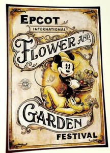 Disney Parks Mickey Epcot Flower Garden 2019 Art Print Darren Wilson 14 x 18 New - Picture 1 of 4