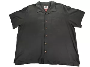 Paradise Palms Shirt Mens 3XL Black Silk Hawaiian Cigars Cocktails Button Up VTG - Picture 1 of 5