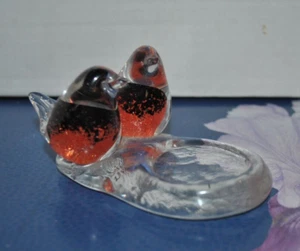 VINTAGE POLAR Glasbruk arte soffiata a mano vetro BIRDS portaluce fermacarte SVEZIA - Foto 1 di 5