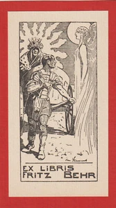 Exlibris Art Deco originale d'epoca di HANS STUBENRAUCH /1875-1941/Germania - Foto 1 di 1