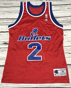 Vintage Champion Size 36 Bullets #2 Chris Webber Basketball Red Blue Jersey - Picture 1 of 7