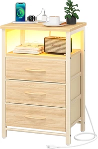 Night Stand with Charging Station, 16 Colors LED Nightstand with USB Ports and O - Picture 1 of 8