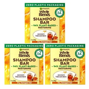 Confezione da 3 confezioni barra shampoo a base vegetale Garnier Whole Blends Honey Treasures, 2 once - Foto 1 di 5