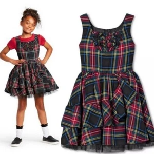 Harajuku Mini Plaid Ruffle Dress Size M 7-8 coquette Ruffles Tulle Tartan plaid - Picture 1 of 10