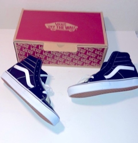 Sneakers unisex Vans Sk8 Hi Top bianche e nere nuove con etichetta taglia M9 5. W11.