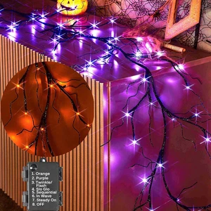 BAOLITVINE Halloween Lichtergirlande mit 48L Orange und Lila Bi-Color LED 8 Fu - Bild 1 von 12