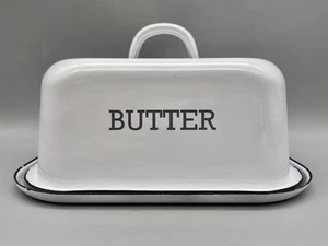 Emaillegeschirr bedeckt Butterdose Landhaus Landhausstil Esszimmer Servieren - Bild 1 von 6