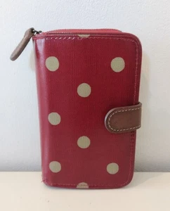 Cath Kidston rot & weiß gepunktet Geldbörse umlaufender Reißverschluss Karte Münze & Geldschein Halter - Bild 1 von 12