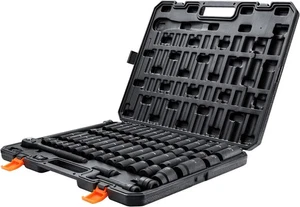 Vevor 65 Stck. 1/2" Antrieb Schlagschrauber Steckschlüsselsatz Cr-V legierter Stahl SAE metrisch Ratsche Koffer - Bild 1 von 3